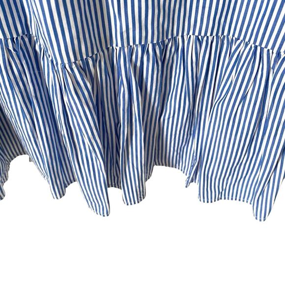 J. Crew Pink Embroidered Popover Blue White Stripe Dress size medium - Picture 8 of 11